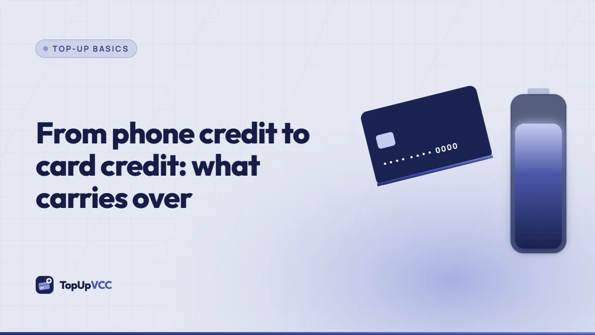 A phone showing a credit balance turning into a card with the same glowing balance